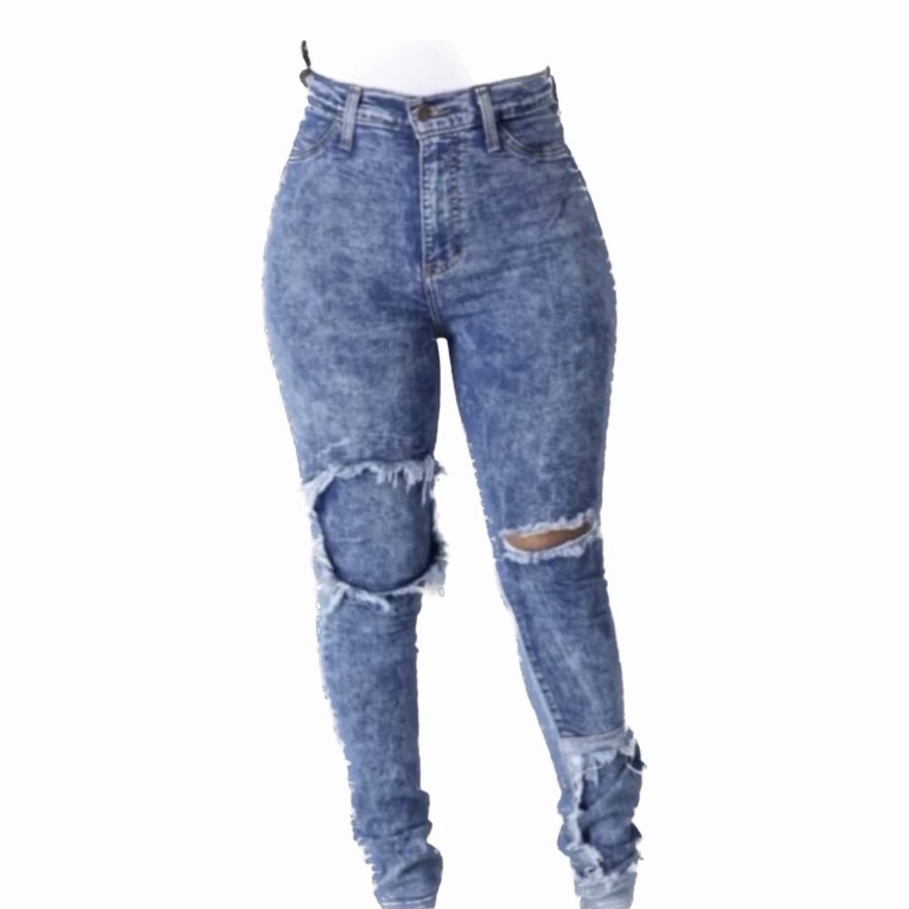 High Waist Distressed Jeans